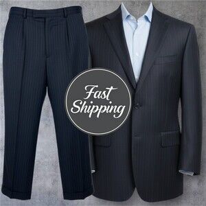 TED BAKER Mens 2-Piece Suit – 48L Blazer Jacket/38WX31 Pants Black 2-Vent Wool